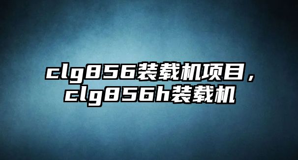 clg856裝載機(jī)項(xiàng)目，clg856h裝載機(jī)