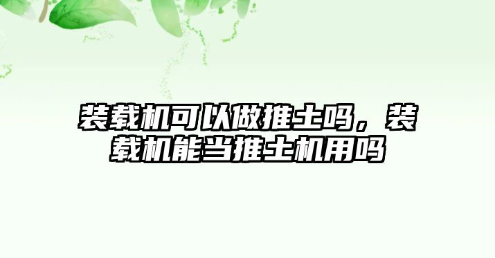 裝載機可以做推土嗎，裝載機能當推土機用嗎