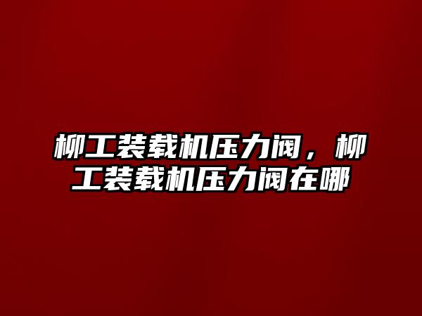 柳工裝載機壓力閥，柳工裝載機壓力閥在哪