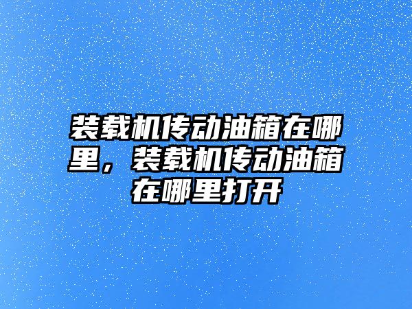 裝載機傳動油箱在哪里，裝載機傳動油箱在哪里打開