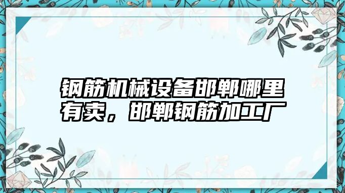 鋼筋機械設備邯鄲哪里有賣，邯鄲鋼筋加工廠