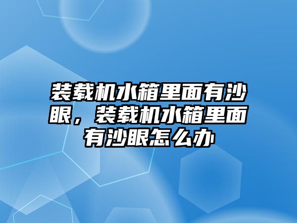 裝載機水箱里面有沙眼，裝載機水箱里面有沙眼怎么辦