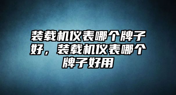 裝載機儀表哪個牌子好，裝載機儀表哪個牌子好用