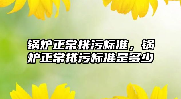 鍋爐正常排污標準，鍋爐正常排污標準是多少