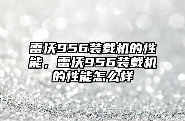 雷沃956裝載機(jī)的性能，雷沃956裝載機(jī)的性能怎么樣