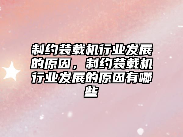 制約裝載機行業(yè)發(fā)展的原因，制約裝載機行業(yè)發(fā)展的原因有哪些