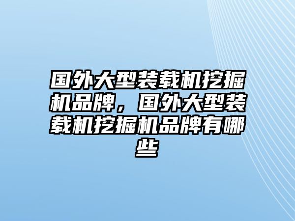 國外大型裝載機挖掘機品牌，國外大型裝載機挖掘機品牌有哪些