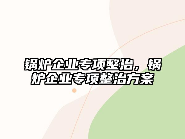 鍋爐企業專項整治，鍋爐企業專項整治方案