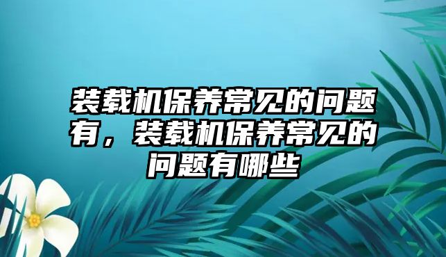 裝載機(jī)保養(yǎng)常見(jiàn)的問(wèn)題有，裝載機(jī)保養(yǎng)常見(jiàn)的問(wèn)題有哪些