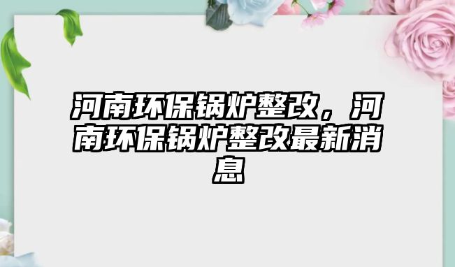 河南環保鍋爐整改，河南環保鍋爐整改最新消息