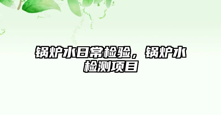 鍋爐水日常檢驗(yàn)，鍋爐水檢測(cè)項(xiàng)目