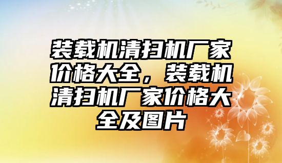 裝載機清掃機廠家價格大全，裝載機清掃機廠家價格大全及圖片