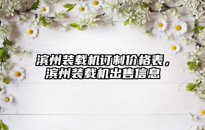 濱州裝載機訂制價格表，濱州裝載機出售信息