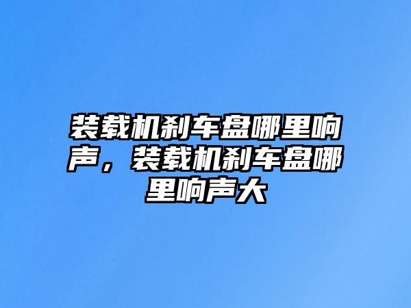 裝載機剎車盤哪里響聲，裝載機剎車盤哪里響聲大