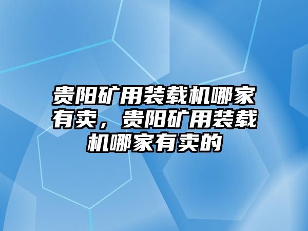 貴陽(yáng)礦用裝載機(jī)哪家有賣，貴陽(yáng)礦用裝載機(jī)哪家有賣的