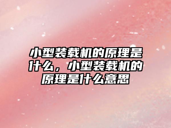 小型裝載機的原理是什么，小型裝載機的原理是什么意思