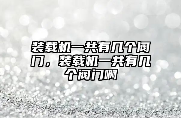 裝載機一共有幾個閥門，裝載機一共有幾個閥門啊