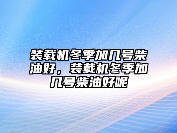 裝載機(jī)冬季加幾號柴油好，裝載機(jī)冬季加幾號柴油好呢