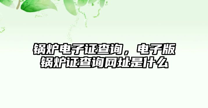 鍋爐電子證查詢，電子版鍋爐證查詢網址是什么