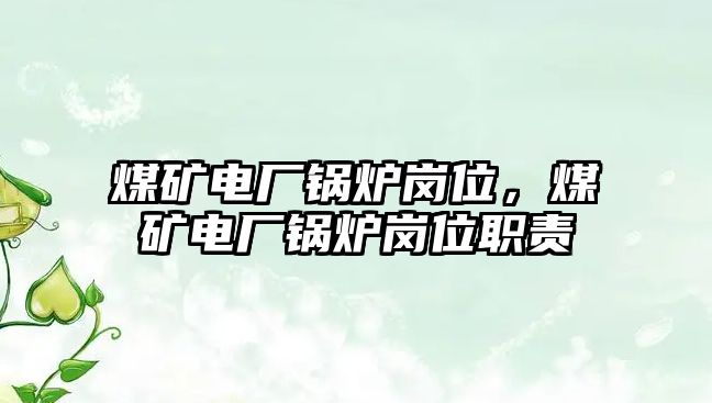 煤礦電廠鍋爐崗位，煤礦電廠鍋爐崗位職責